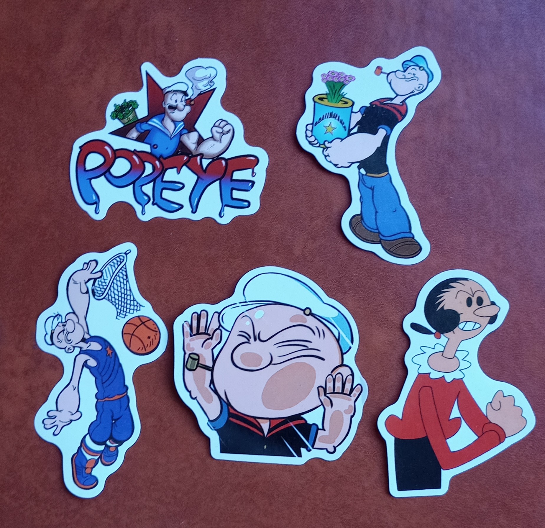 5 stickers, autocolantes. Popeye