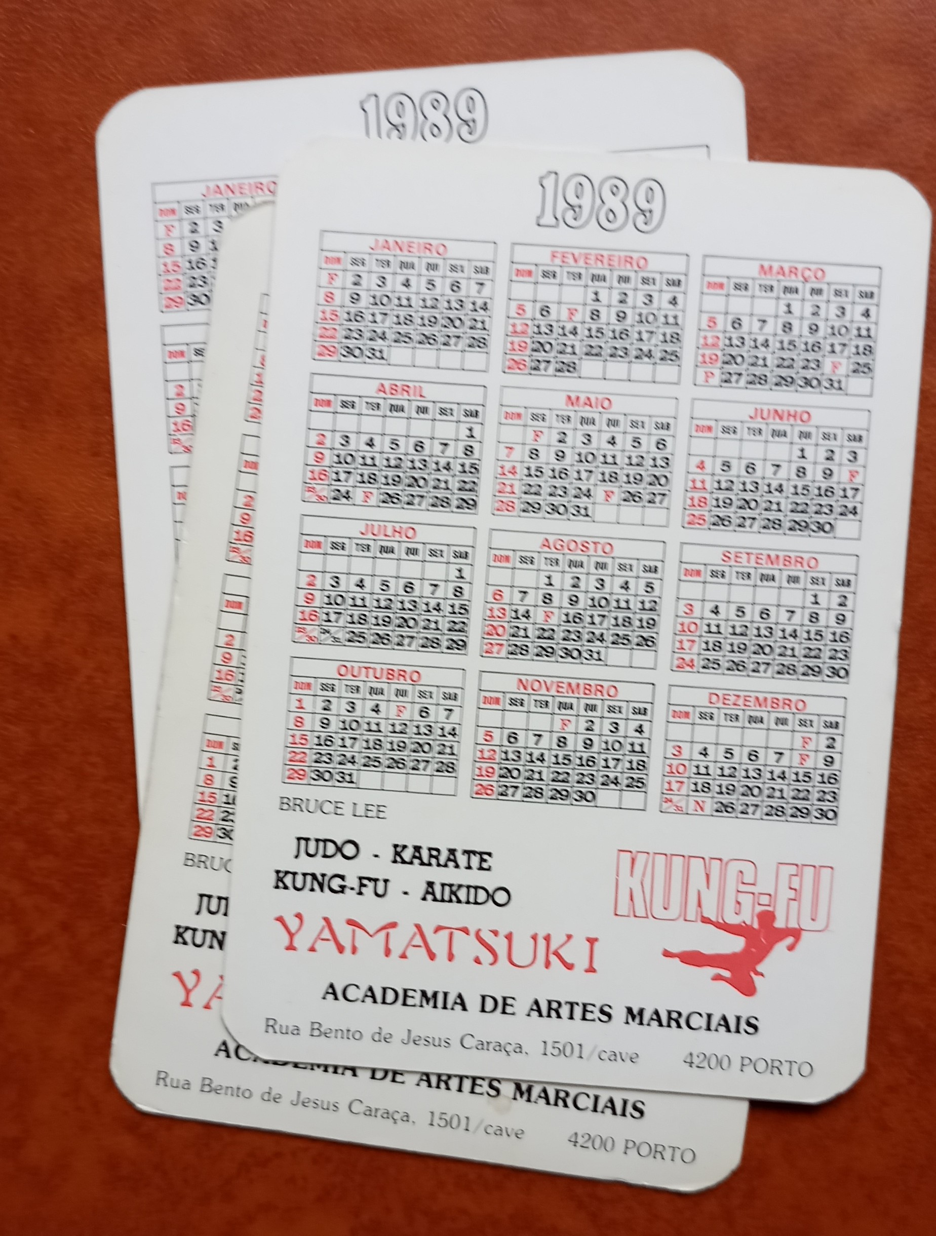 3 calendarios de bolso Bruce Lee