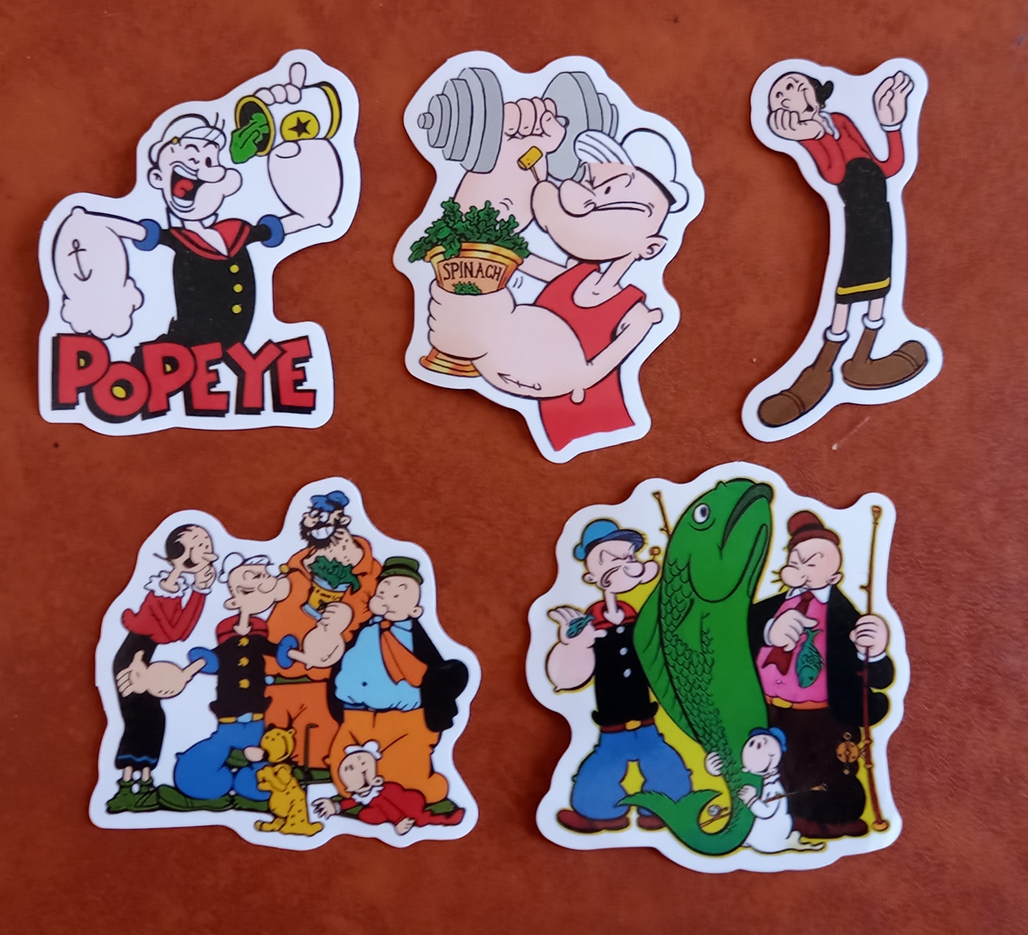 5 stickers, autocolantes. Popeye